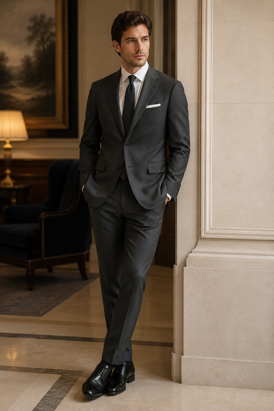 Men's Cardeliano Wool Suit - Charcoal