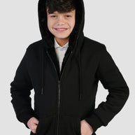 T.O. Collection Boy's Black Hoodie - Black Removable Fur