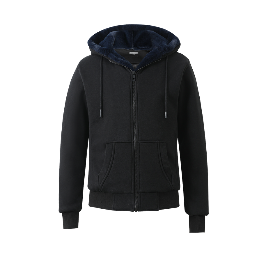 T.O. Collection Men's Black Hoodie - with Navy Removable Fur