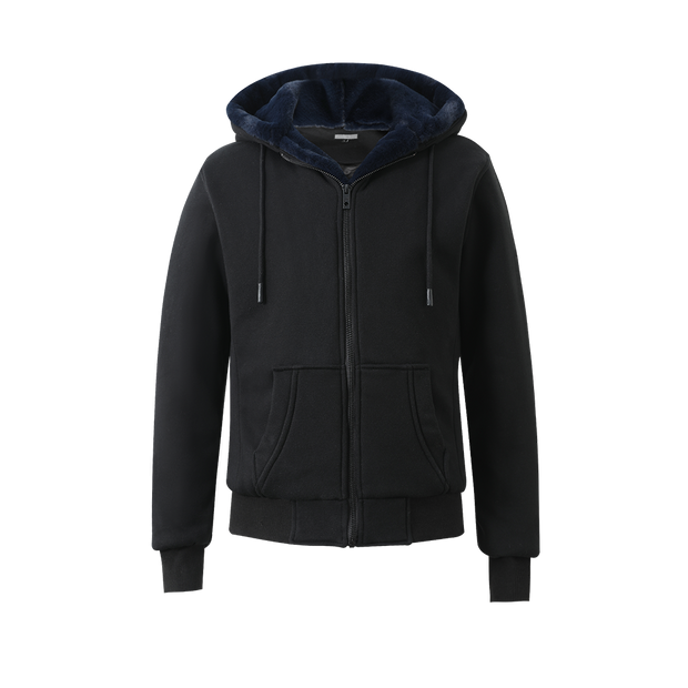 T.O. Collection Men's Black Hoodie - with Navy Removable Fur