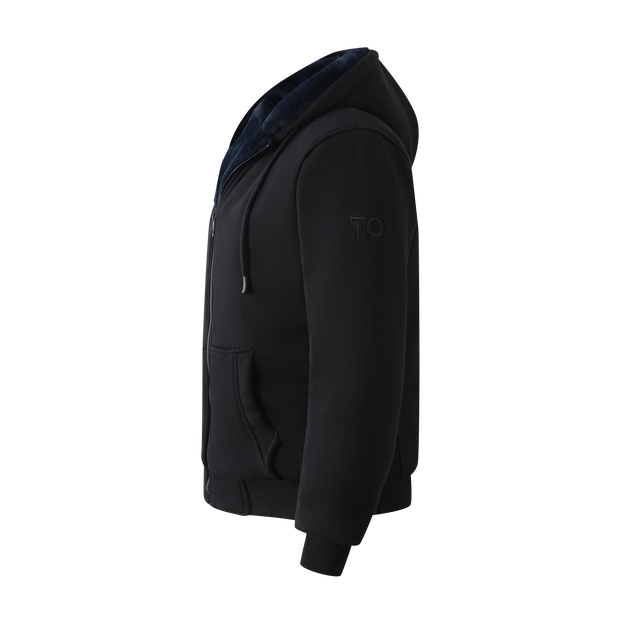 T.O. Collection Boy's Black Hoodie - with Navy Removable Fur