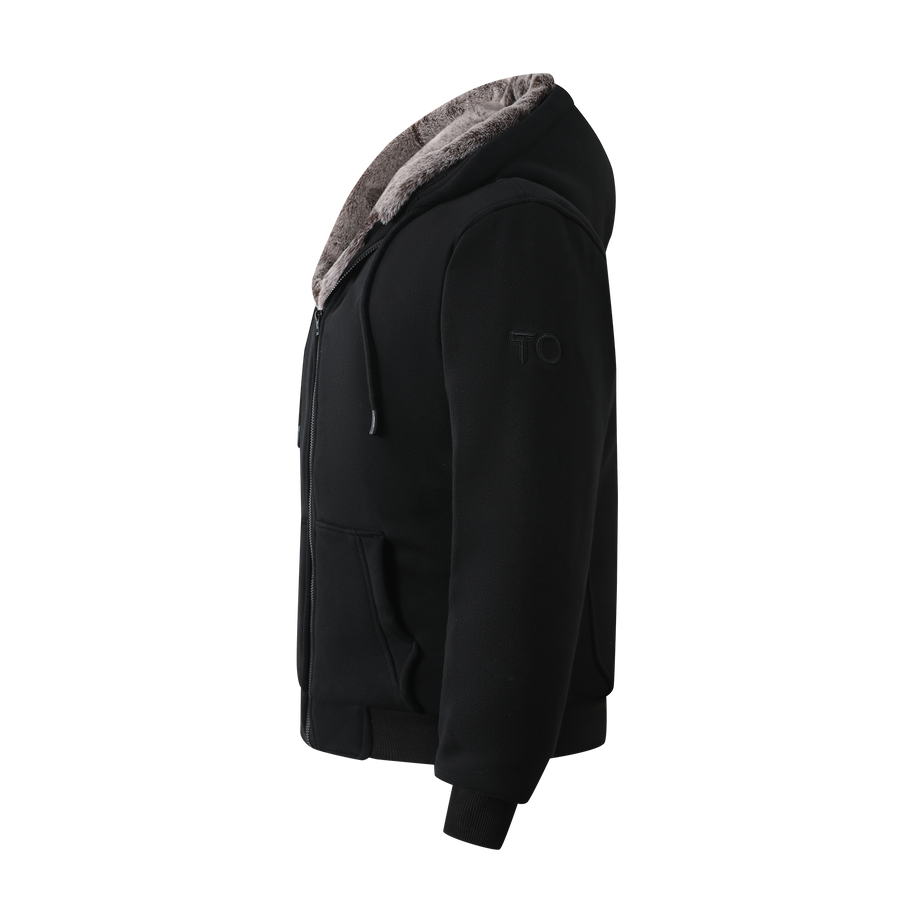 T.O. Collection Boy's Black Hoodie - with Brown Removable Fur