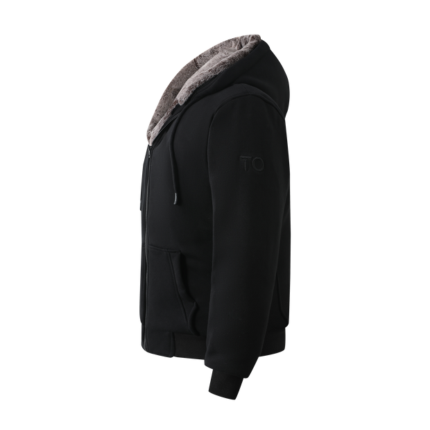 T.O. Collection Boy's Black Hoodie - with Brown Removable Fur