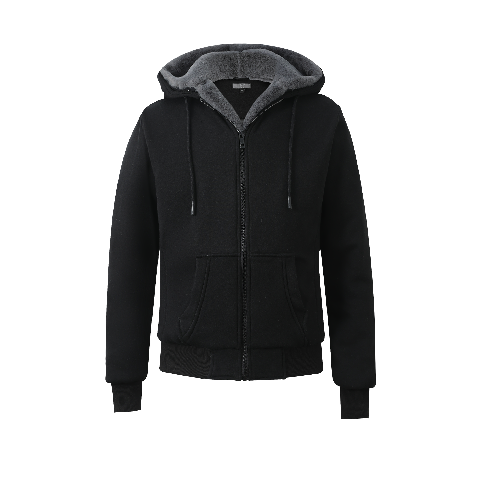T.O. Collection Boy's Black Hoodie - Charcoal Removable Fur
