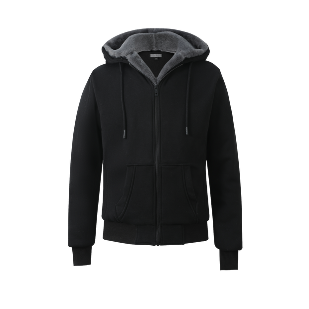 T.O. Collection Boy's Black Hoodie - Charcoal Removable Fur