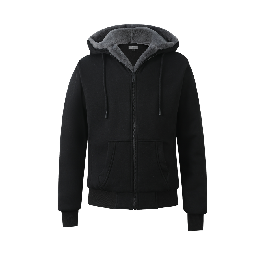 T.O. Collection Men's Black Hoodie - Charcoal Removable Fur