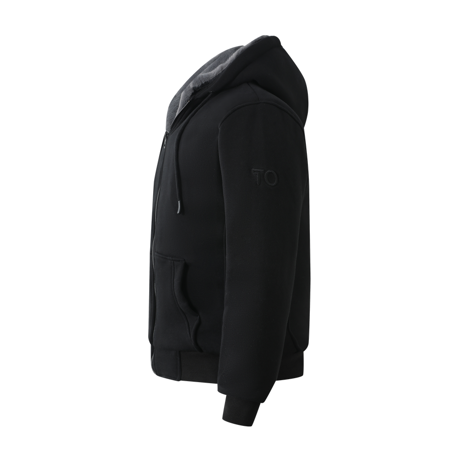 T.O. Collection Boy's Black Hoodie - Charcoal Removable Fur