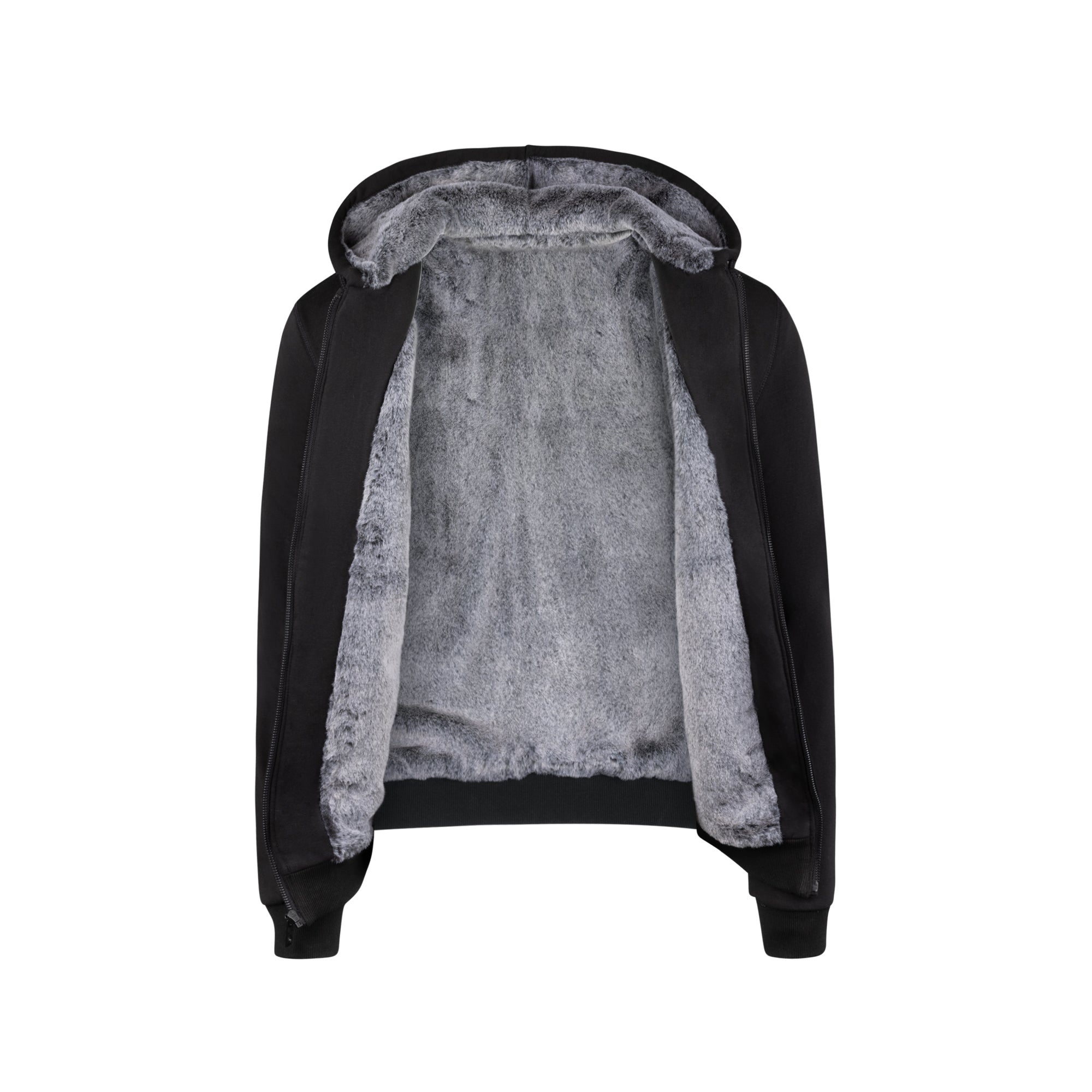 T.O. Collection Boy's Fully Lined Black Hoodie - Grey Fur
