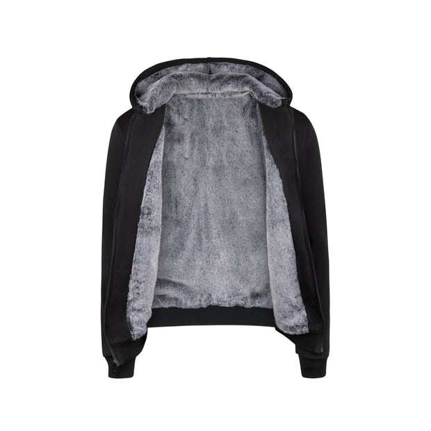 T.O. Collection Boy's Fully Lined Black Hoodie - Grey Fur