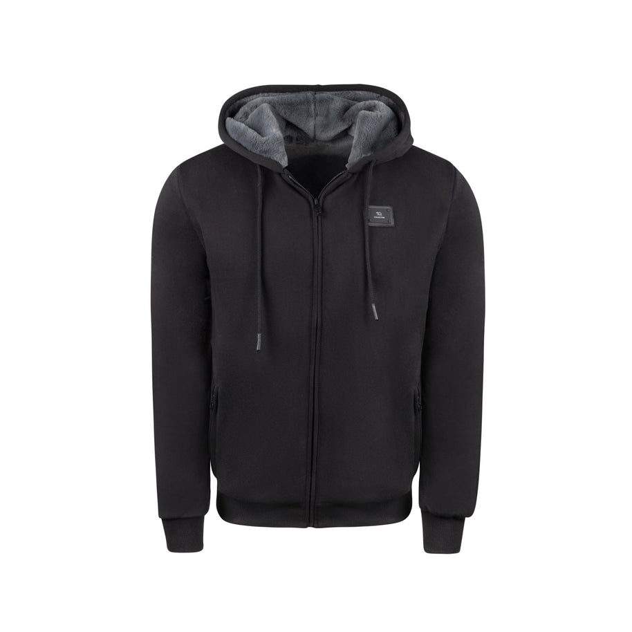 T.O. Collection Men's Fully Lined Black Hoodie - Charcoal Fur