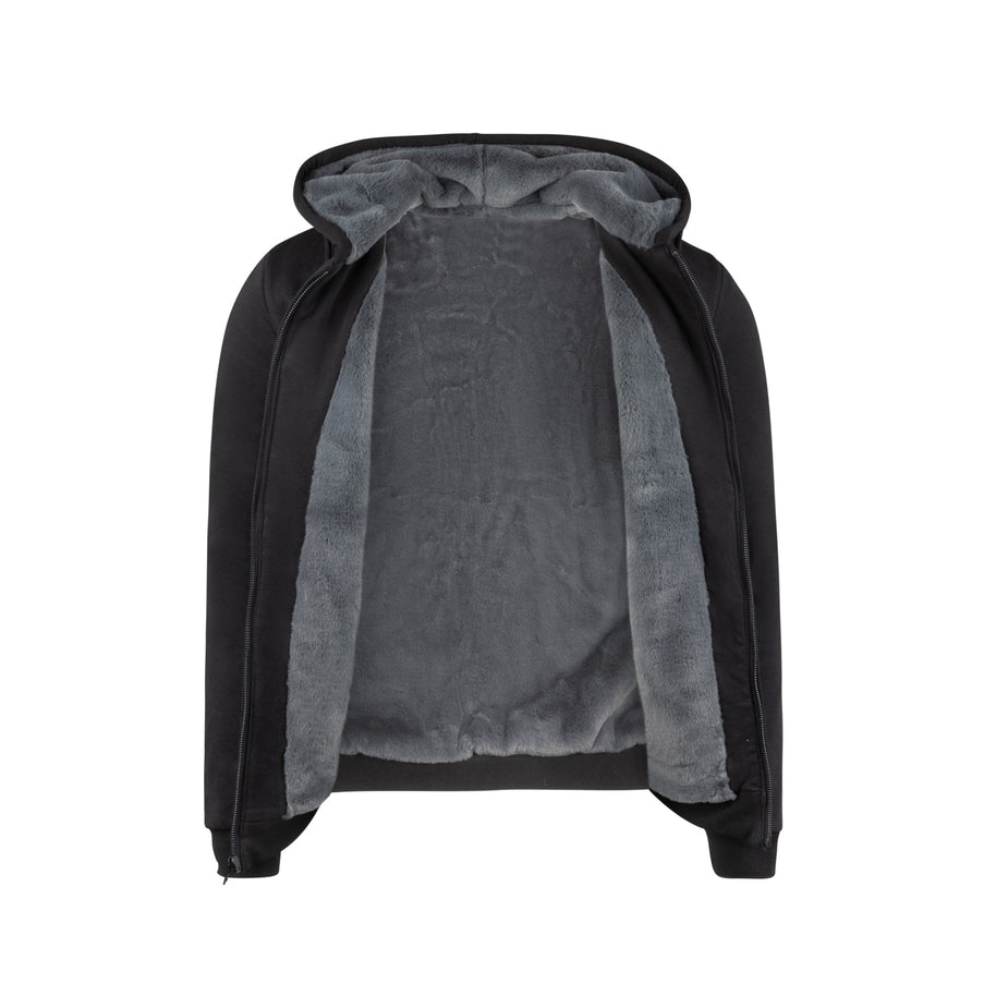 T.O. Collection Boy's Fully Lined Black Hoodie - Charcoal Fur