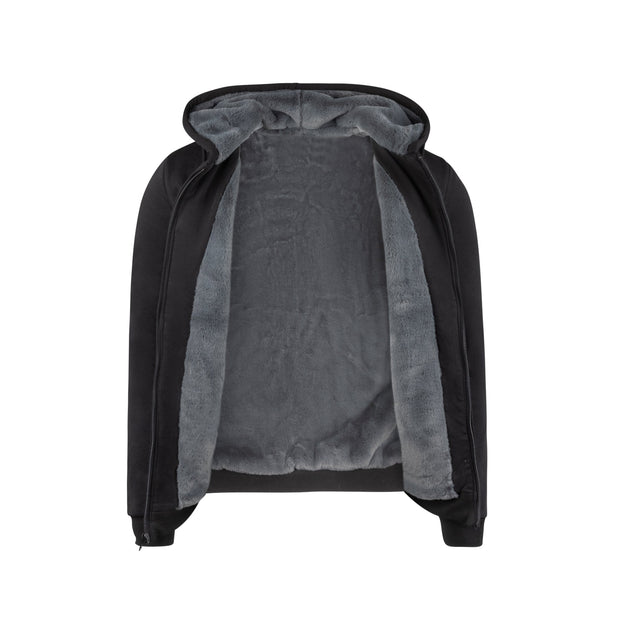 T.O. Collection Boy's Fully Lined Black Hoodie - Charcoal Fur