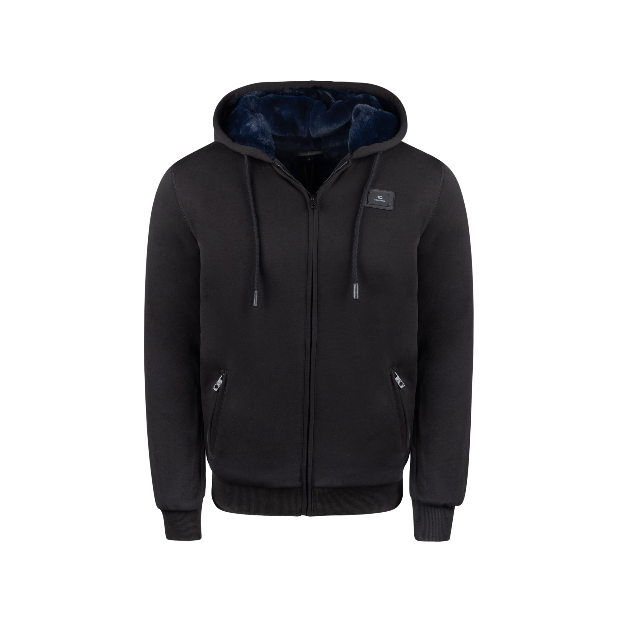 T.O. Collection Men's Fully Lined Black Hoodie - Navy Fur