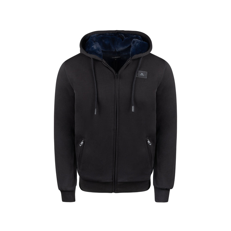T.O. Collection Men's Fully Lined Black Hoodie - Navy Fur