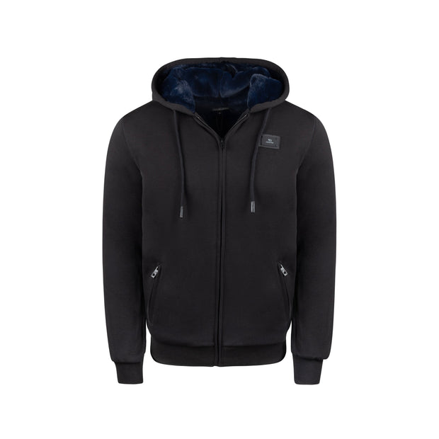 T.O. Collection Boy's Fully Lined Black Hoodie - Navy Fur