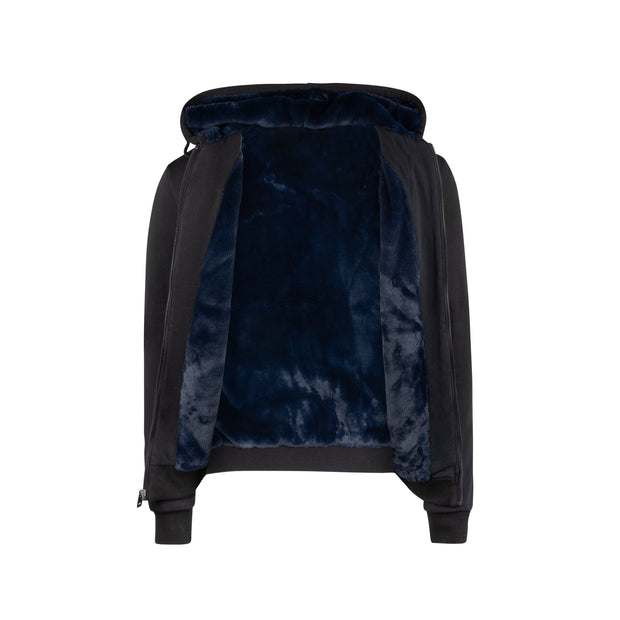 T.O. Collection Boy's Fully Lined Black Hoodie - Navy Fur