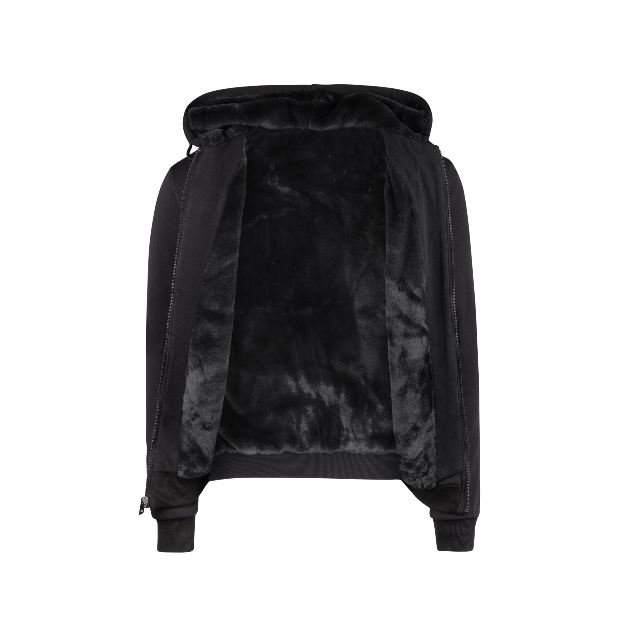 T.O. Collection Men's Black Fully Lined Fur Hoodie - Black