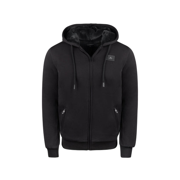 T.O. Collection Men's Black Fully Lined Fur Hoodie - Black