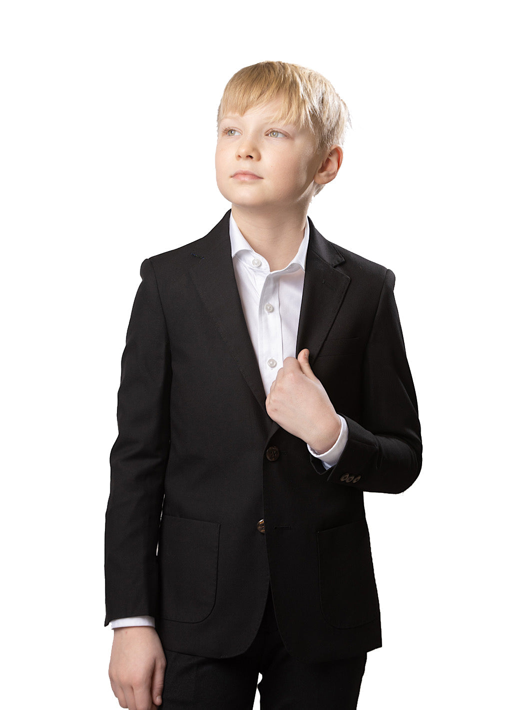 Boy's TR Patch Pocket Suit Blazer - Black Pique