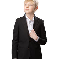 Boy's TR Patch Pocket Suit Blazer - Black Pique