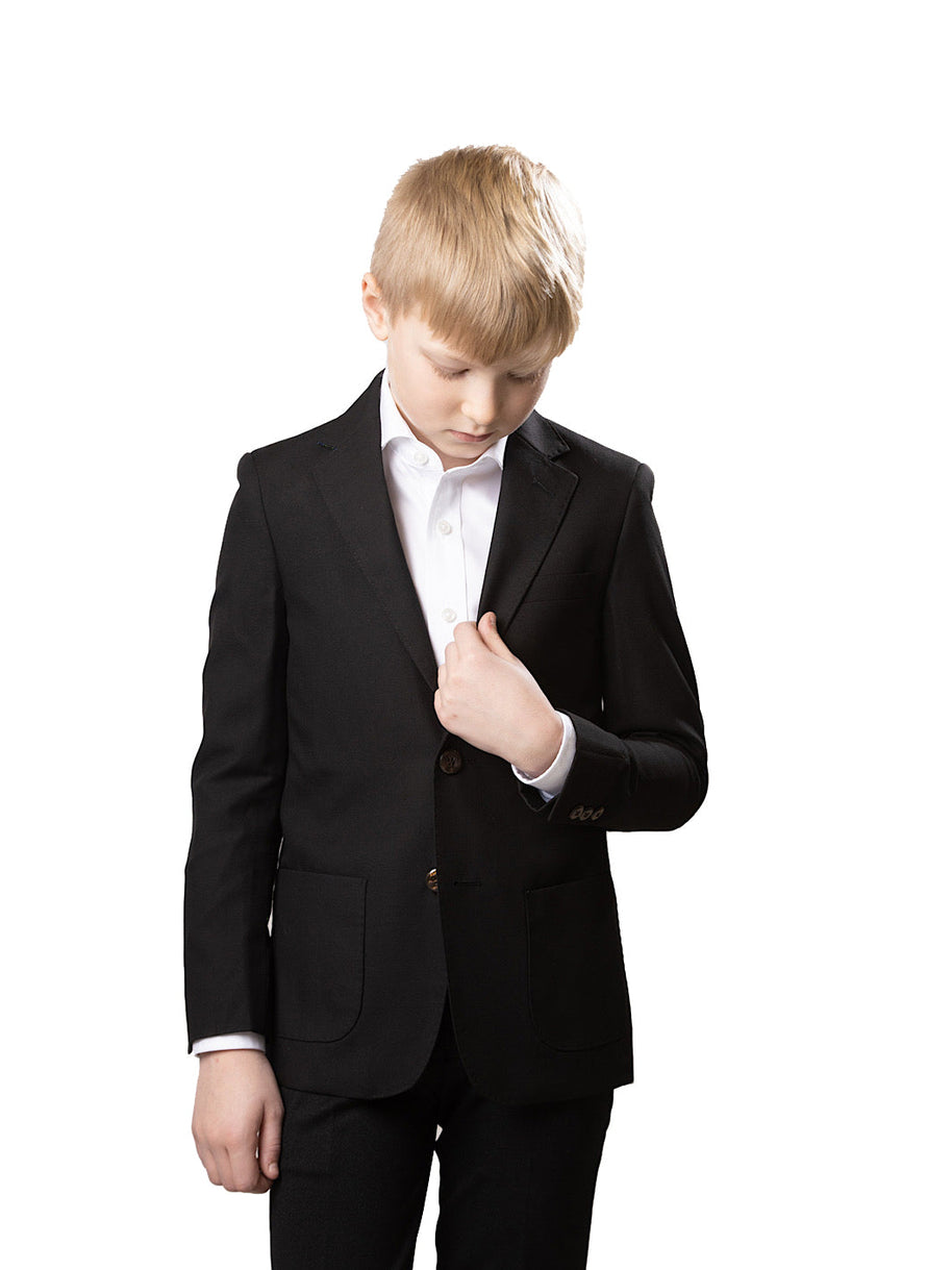 Boy's TR Patch Pocket Suit Blazer - Black Pique
