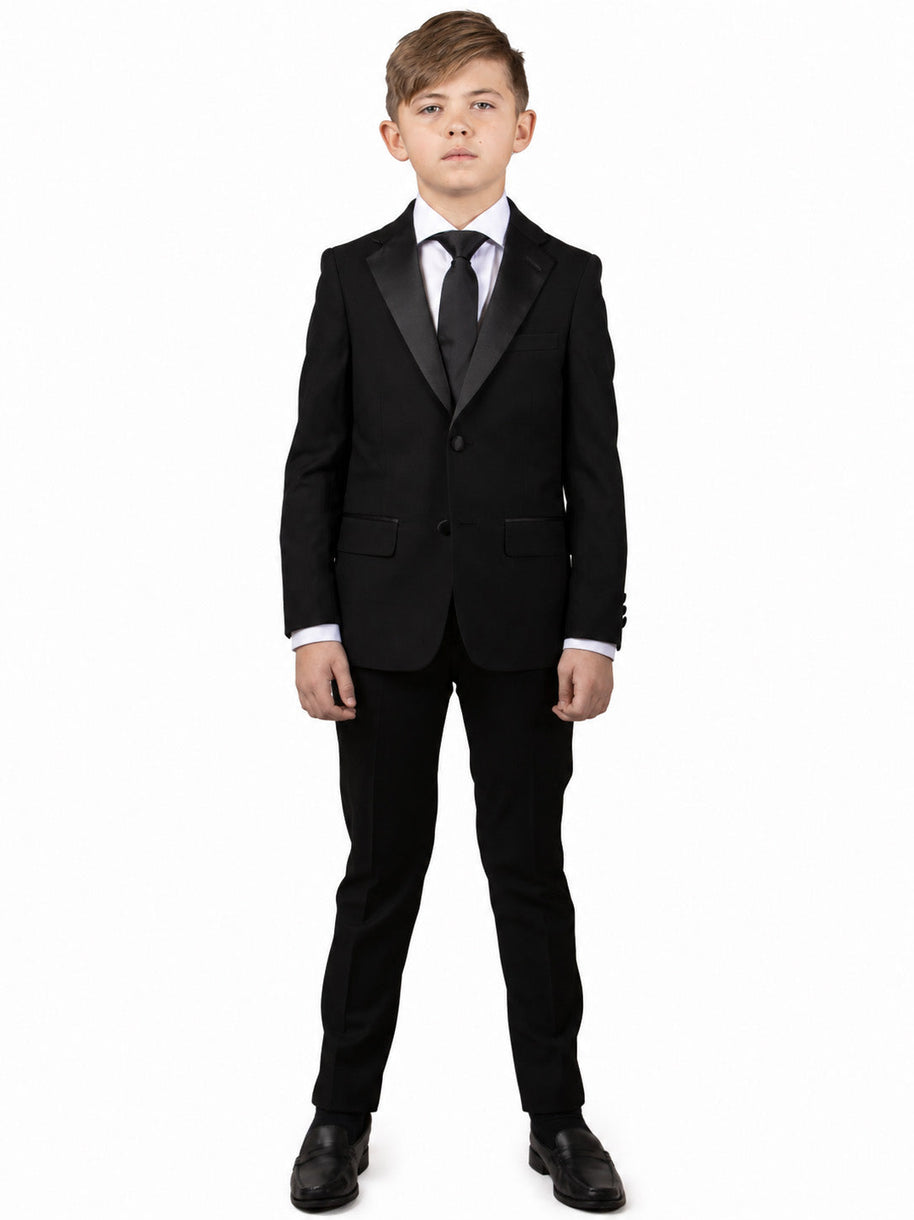 Boy's Notch Lapel Tuxedo - Black