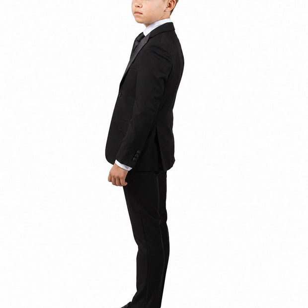 Boy's Notch Lapel Tuxedo - Black