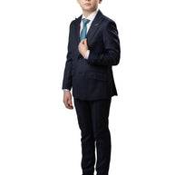 Boy's TR Peak Lapel Suit - Heather Blue