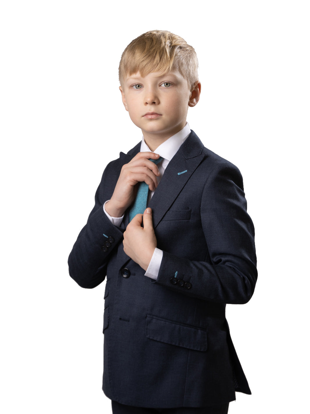 Boy's TR Peak Lapel Suit - Heather Blue