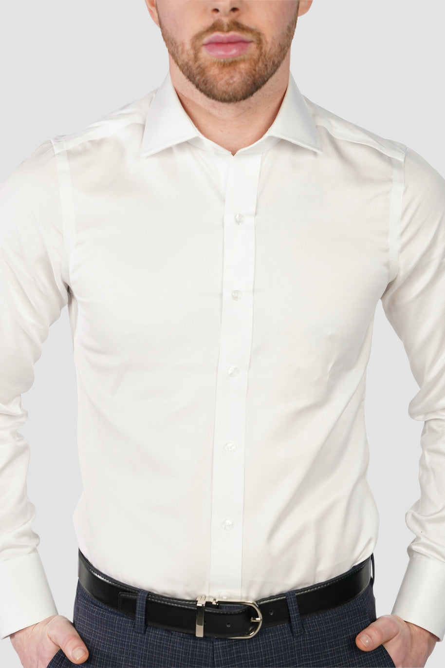 Men's Purple Label White Twill Non-Iron Button Cuff Shirt