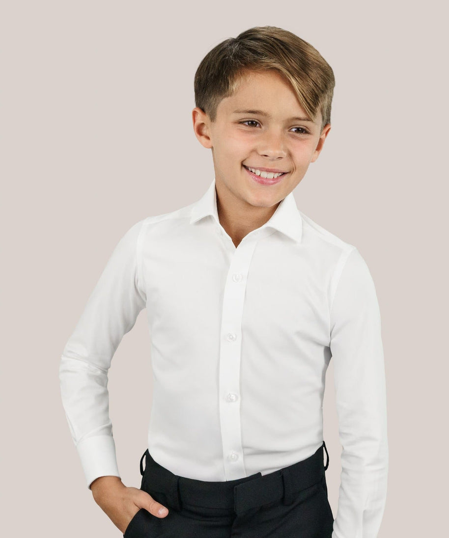 Boy's Platinum Stretch  White Dress Shirt
