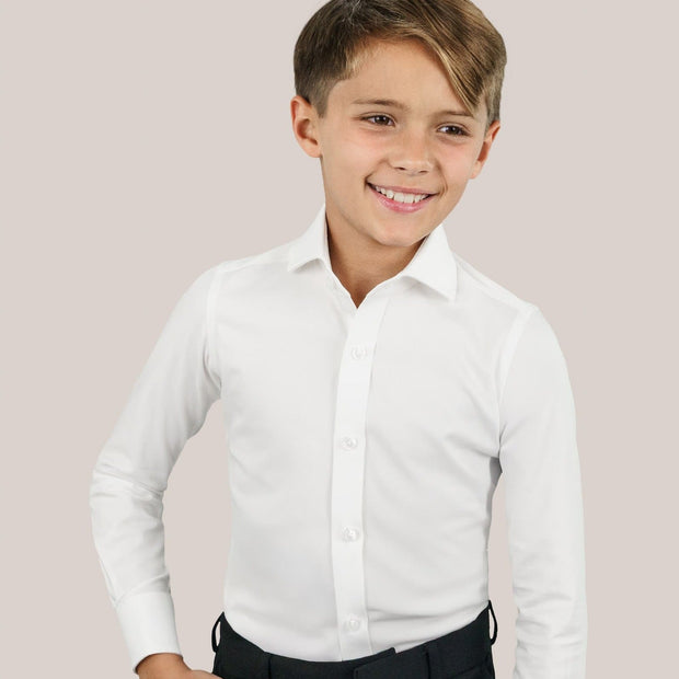 Boy's Platinum Stretch  White Dress Shirt