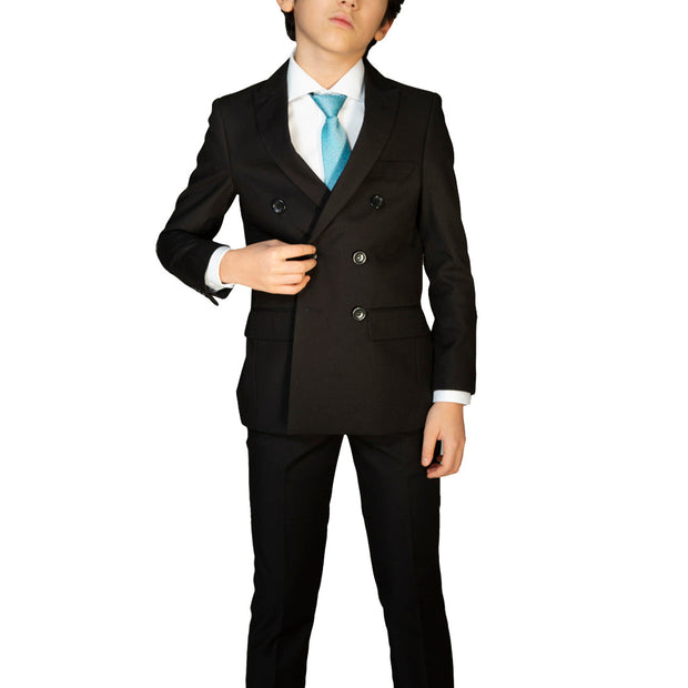Boy's TR Double Breasted Suit - Black