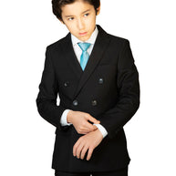 Boy's TR Double Breasted Suit - Black