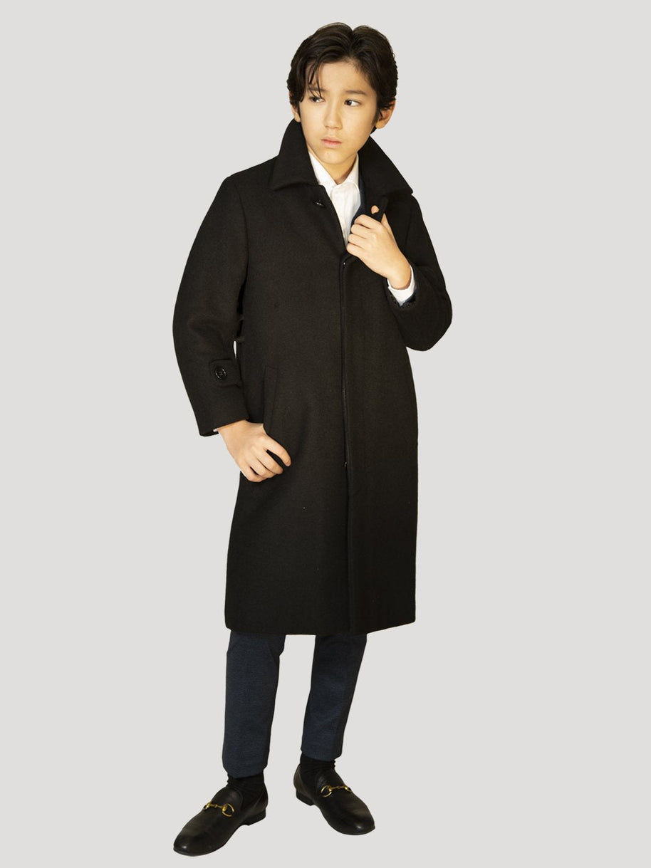 Boy's Charlotte Wool Down Long Coat - Black