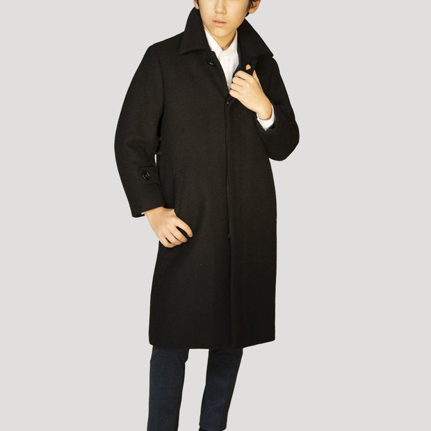 Boy's Charlotte Wool Down Long Coat - Black