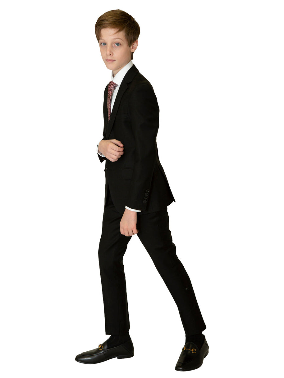 Boy's Centrion Wool Suit - Deep Black