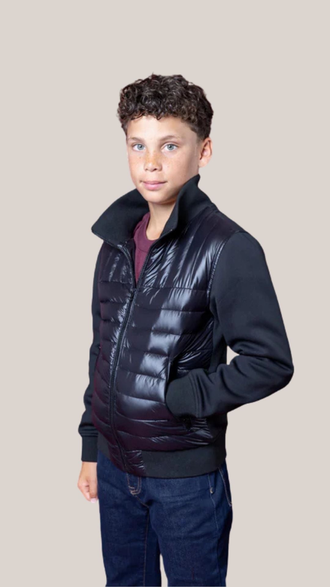 T.O. Collection Boy's Jackie Light Bomber Puffer Jacket - Black