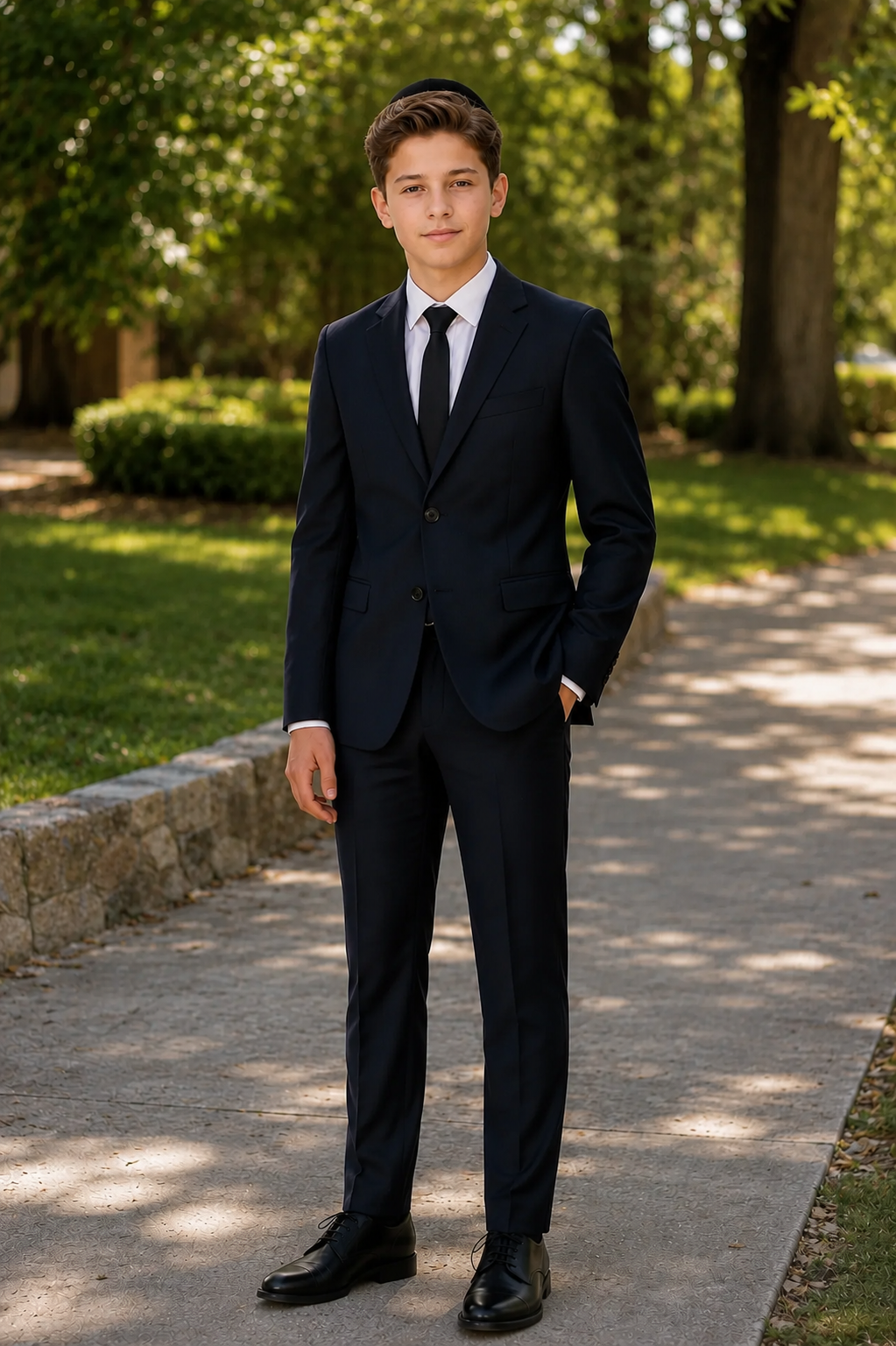 Boy's Black Label Peak Lapel Suit - Dark Navy