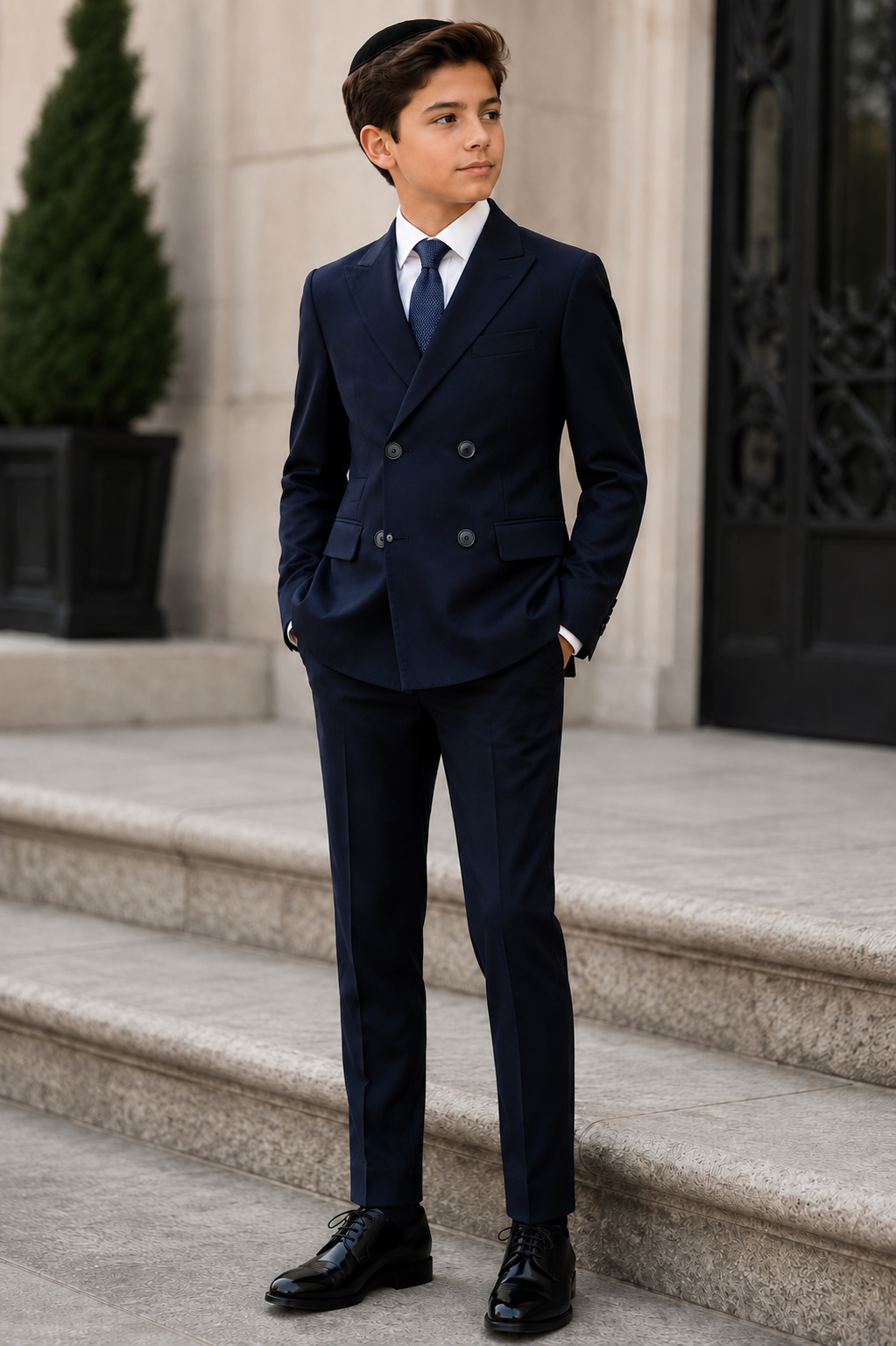 Boy's Black Label Double Breasted Suit - Navy