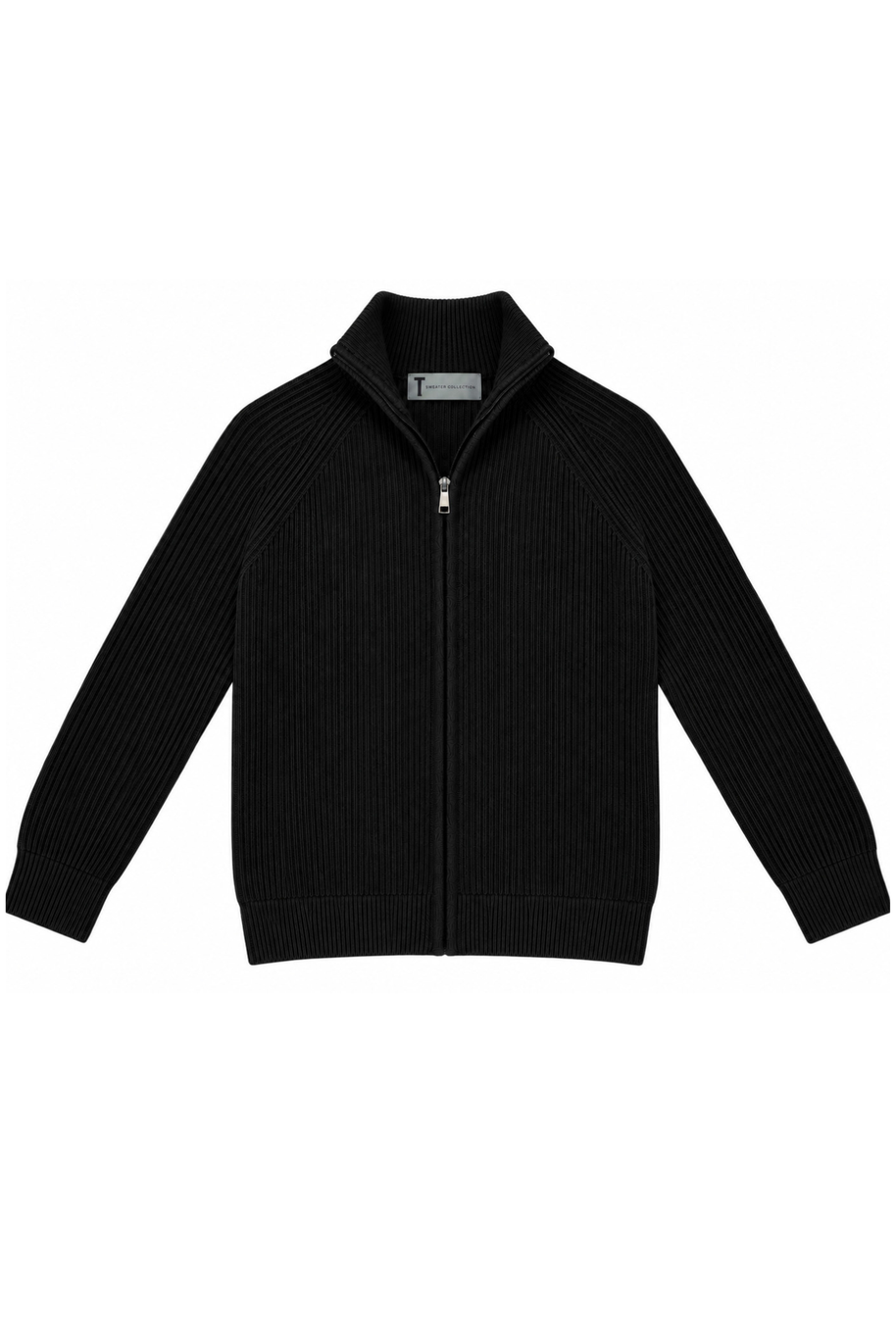 T.O. Collection Boys Full Zip Ribbed Knit Sweater