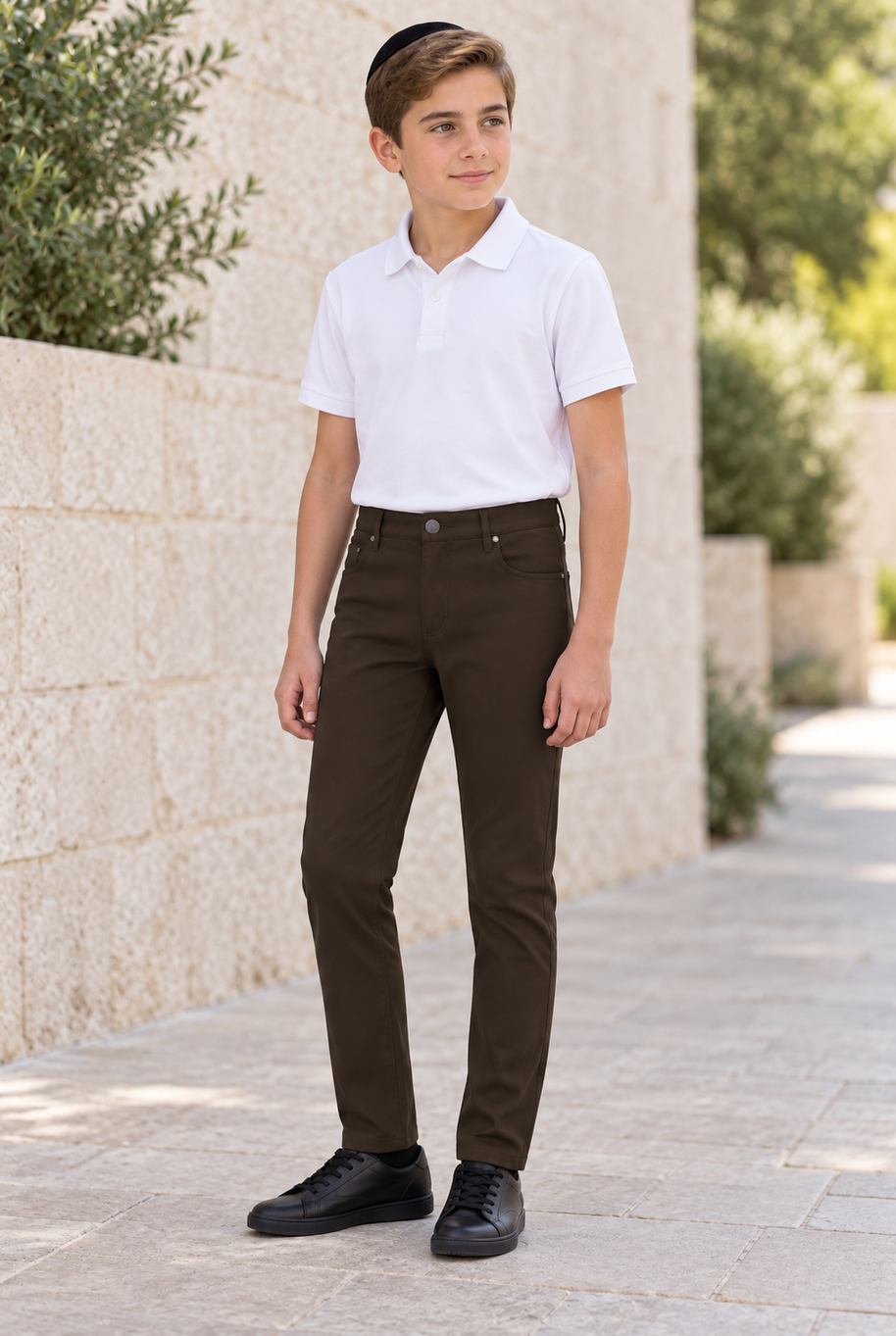 T.O. Boy's 5-Pocket Performance Pants - Brown