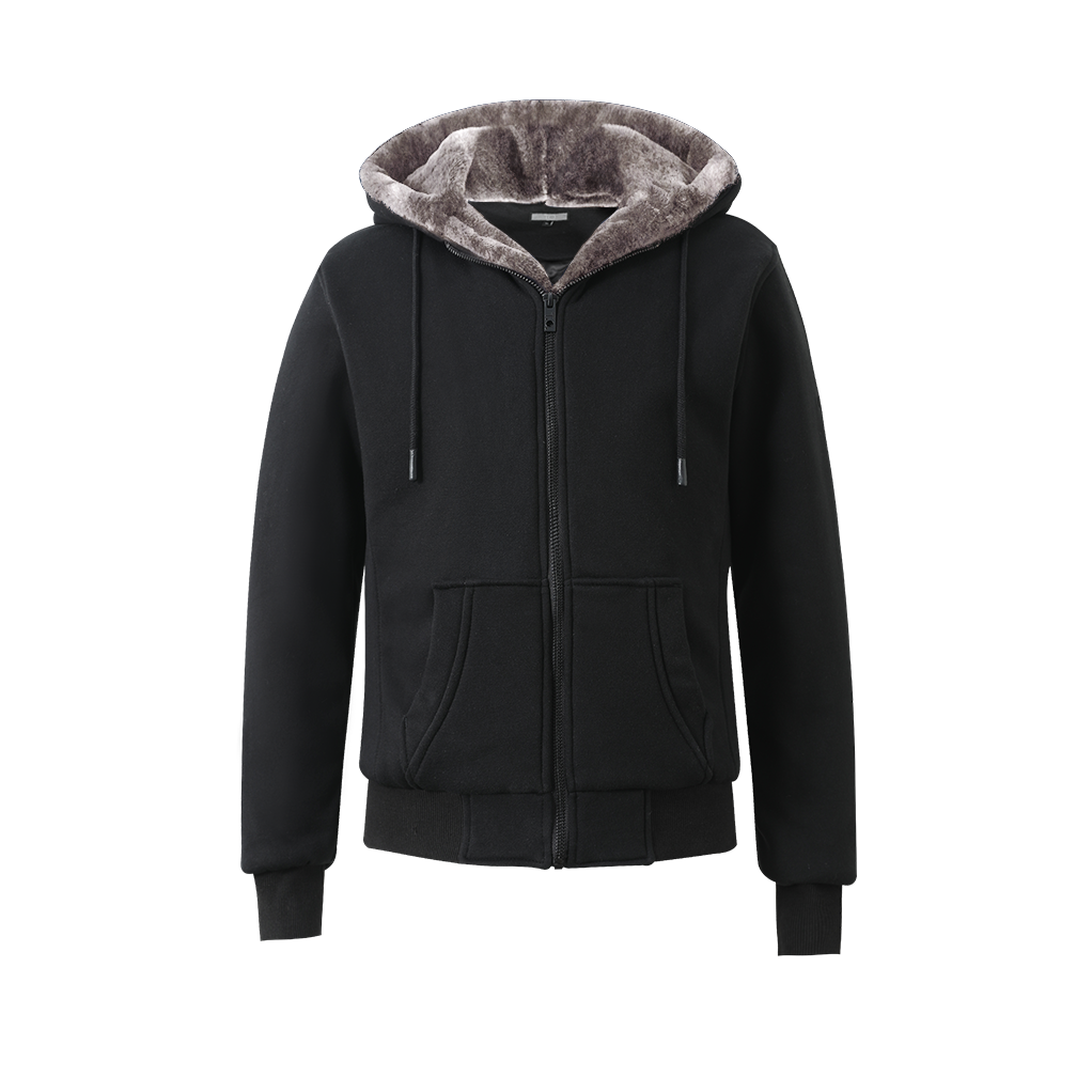 T.O. Collection Boy's Black Hoodie - with Brown Removable Fur