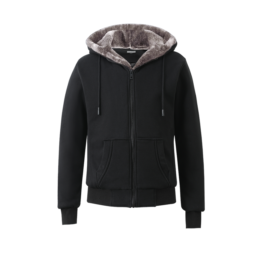 T.O. Collection Boy's Black Hoodie - with Brown Removable Fur