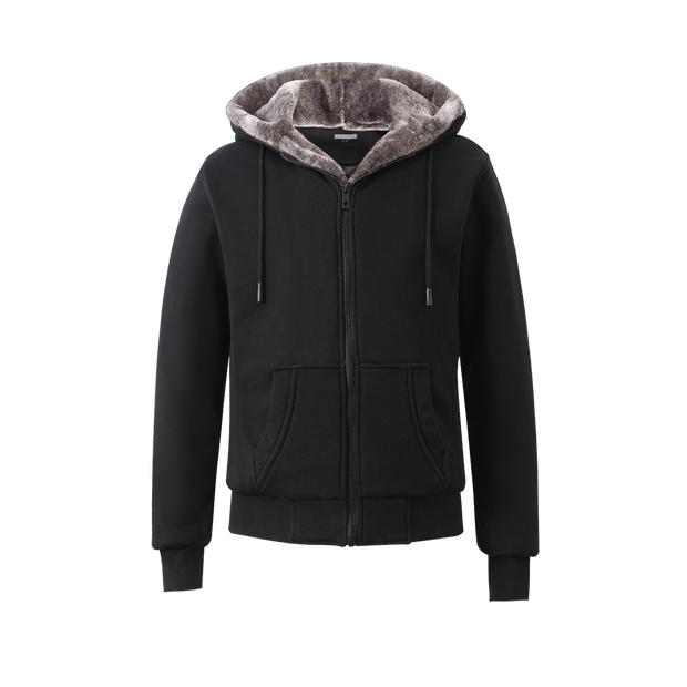 T.O. Collection Boy's Black Hoodie - with Brown Removable Fur