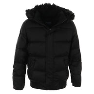 Minilli Matte Black Puffer Coat With Fur