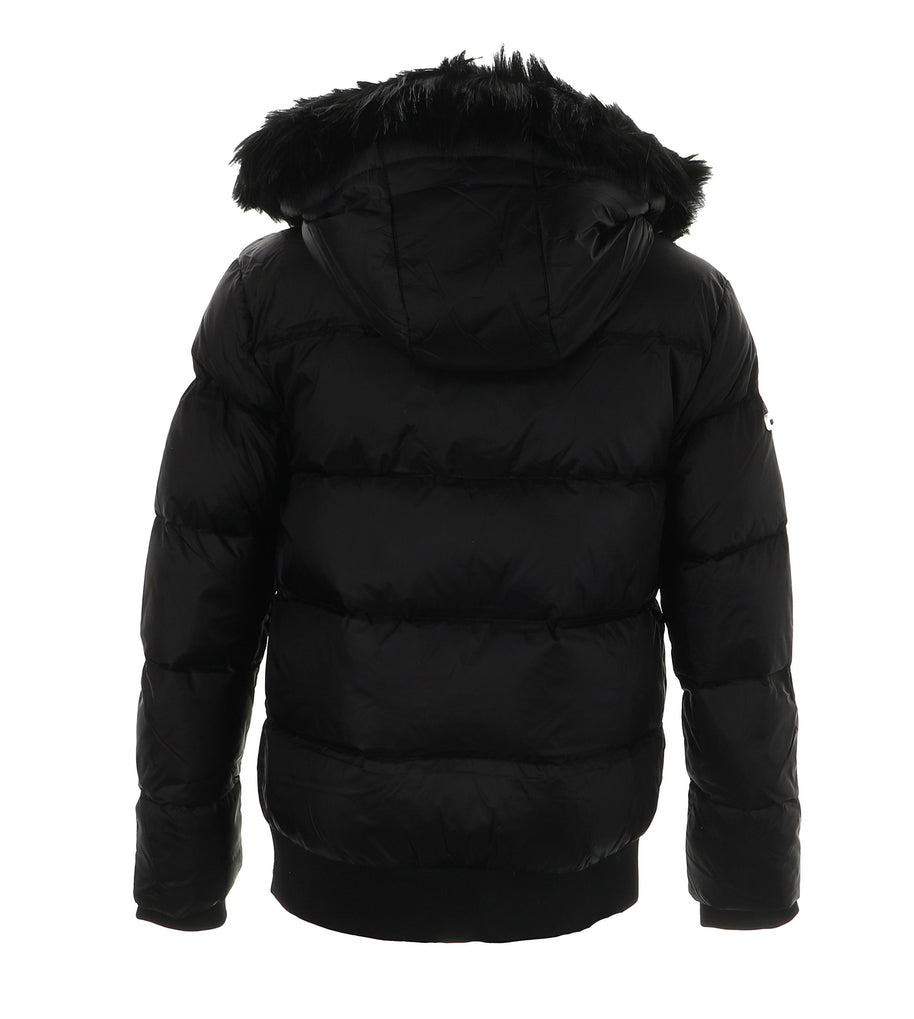 Minilli Matte Black Puffer Coat With Fur