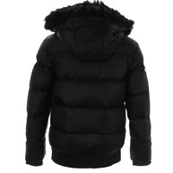 Minilli Matte Black Puffer Coat With Fur