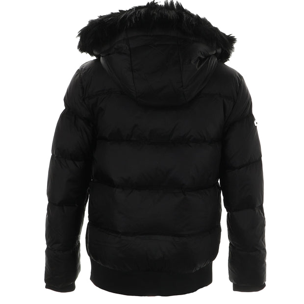 Minilli Matte Black Puffer Coat With Fur