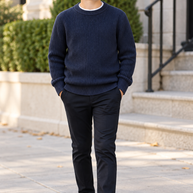T.O. Collection Boys Crew Neck Ribbed Knit Sweater